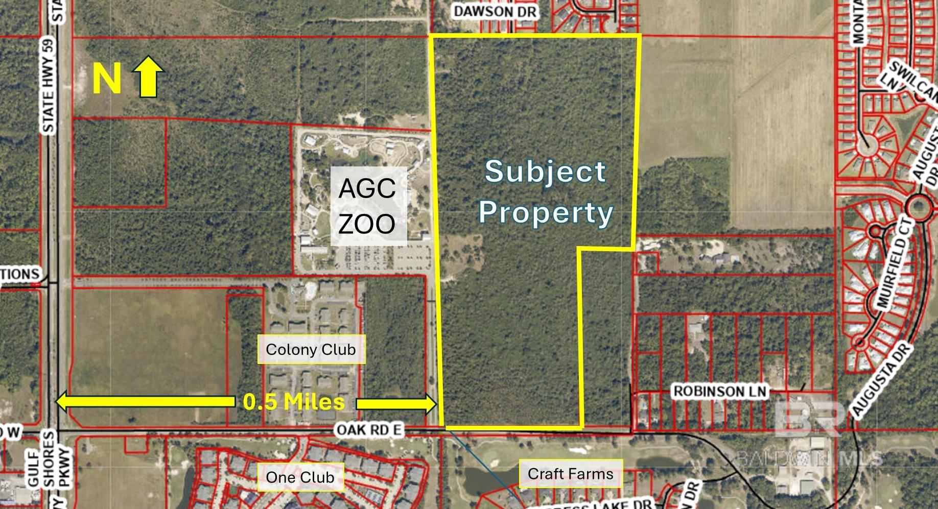 72 +/- Acres of Prime Real Estate on Oak Road East, in Gulf Shores, AL – Great Development Potential. Discover an incredible investment opportunity in Gulf Shores with this expansive 72-acre parcel located on Oak Road East w/ 940' on Oak Road E. This versatile property offers immense potential for residential subdivision development, mixed-use development, or a PUD. It's perfectly situated to take advantage of the area's growing demand for housing. Currently zoned agricultural. Location: The parcel is located 0.5 miles East of Gulf Shores Parkway (Hwy 59) Conveniently located just minutes from Gulf Shores' beautiful beaches, shopping, dining, and recreational amenities. Access: Easy access to major roadways, making it a wonderful location. This property is a blank canvas for visionary developers to create a thriving community in one of the most sought-after areas along the Gulf Coast. Whether you're considering a single-family subdivision, townhomes, or a mixed-use concept, this parcel provides endless possibilities. Don’t miss out on this rare opportunity to secure prime acreage in Gulf Shores.  Buyer to verify all information during due diligence.