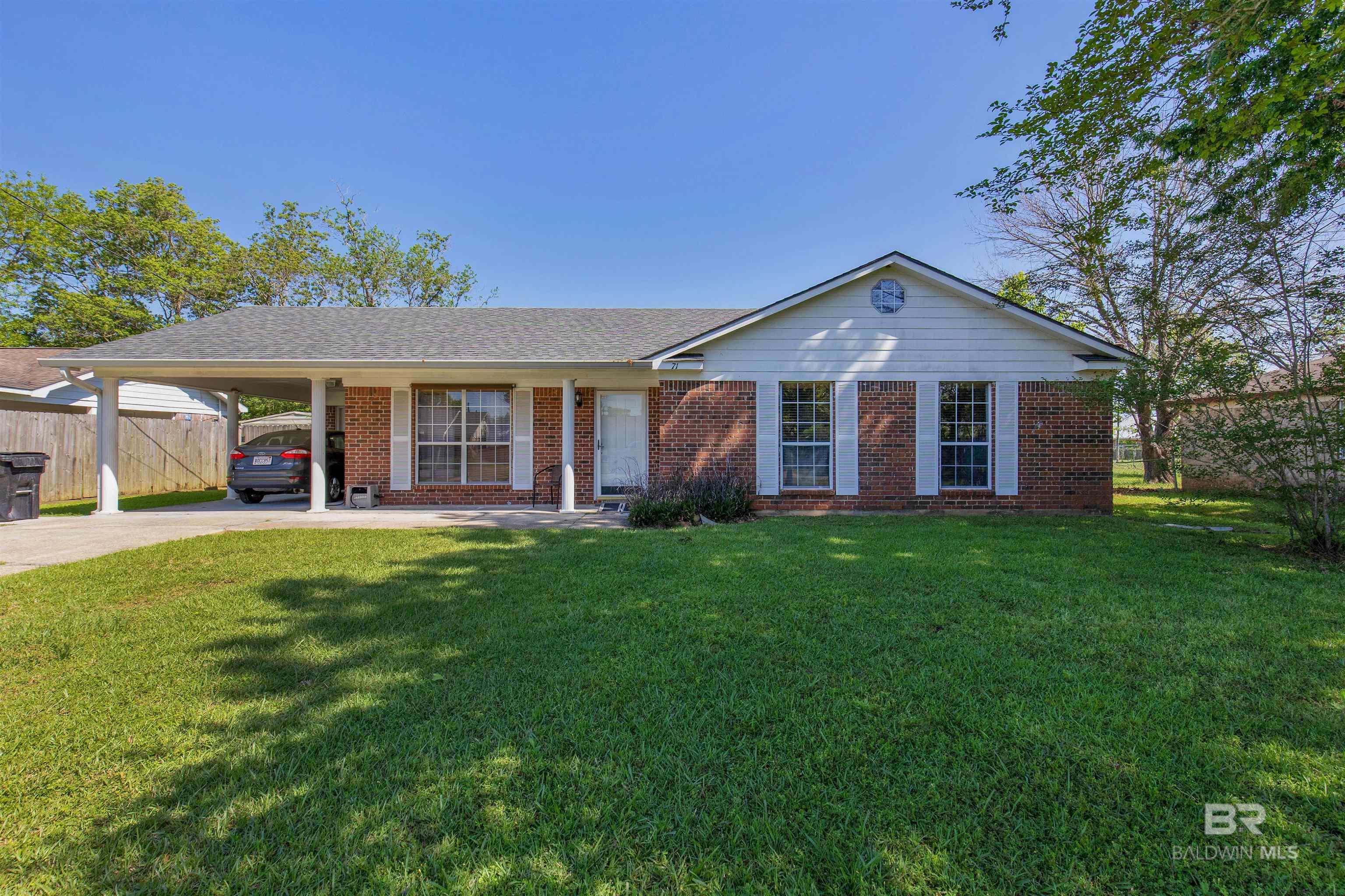 All-electric brick home in the heart of Loxley with big-ticket updates already handled—new roof in 2024 and a brand-new water heater in 2025. Tucked away on a quiet cul-de-sac, this home offers quick access to I-10 and Hwy 59, making commutes to the surrounding cities & white sand beaches easy and convenient. Inside, you’ll find tons of natural light, generously sized bedrooms, and spacious bathrooms. The layout is functional, with an easy flow between the living areas and kitchen, and thoughtful use of space throughout. The backyard is a standout feature—low-maintenance and fully usable, with a solid storage shed that’s topped with a metal roof. A covered carport adds extra convenience, and the manageable lot size keeps upkeep simple while still offering room to enjoy the outdoors. If you’re looking for something with practical updates, a convenient location, and space that works, this home delivers. Schedule a showing before it's gone! Buyer to verify all information during due diligence.