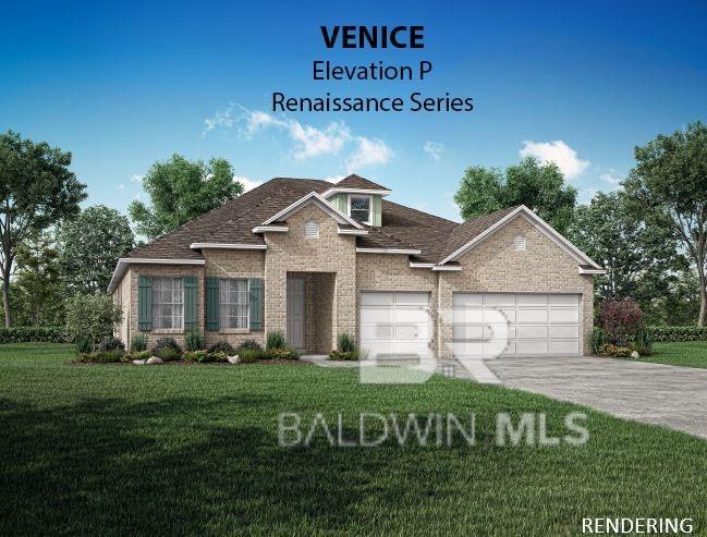 The Venice is a 4-bedroom, 3-bath, with a 3-car garage and brick exterior. With 2,675 square feet of grand living space, this luxurious one-story home is brimming with today's most sought-after features. This home boasts soaring 10-foot ceilings with trey ceilings in the flex space and primary bedroom. The expansive 17x28 great room is the perfect space for entertaining. The gourmet kitchen features white cabinetry quartz countertops, a farmhouse stainless steel sink and stainless steel Samsung appliance package. You will love entertaining in the open kitchen. A dream primary suite with en-suite bath includes tiled shower with rainfall shower head and frameless shower door, separate soaking tub, double vanities with rectangular sinks. The 2nd and 3rd bedrooms are spacious and make this design ideal.  Your guests will feel right at home in the en-suite 4th bedroom with it's own hallway entrance. This beautiful home includes DEAKO switches, video doorbell, thermostat, keyless entry and more. The back patio is a great place to have a cup of hot tea while overlooking the Lake. Buyer to verify all information during due diligence.