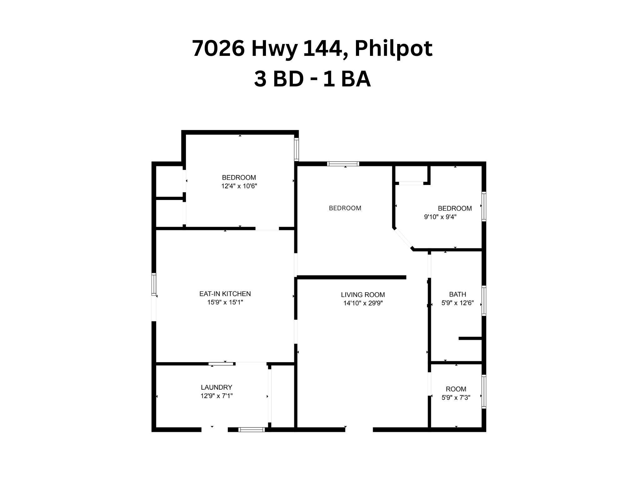 7026 HWY 144, Philpot, Kentucky 42366, 3 Bedrooms Bedrooms, ,1 BathroomBathrooms,Single Family Residence,For Sale,HWY 144,88198