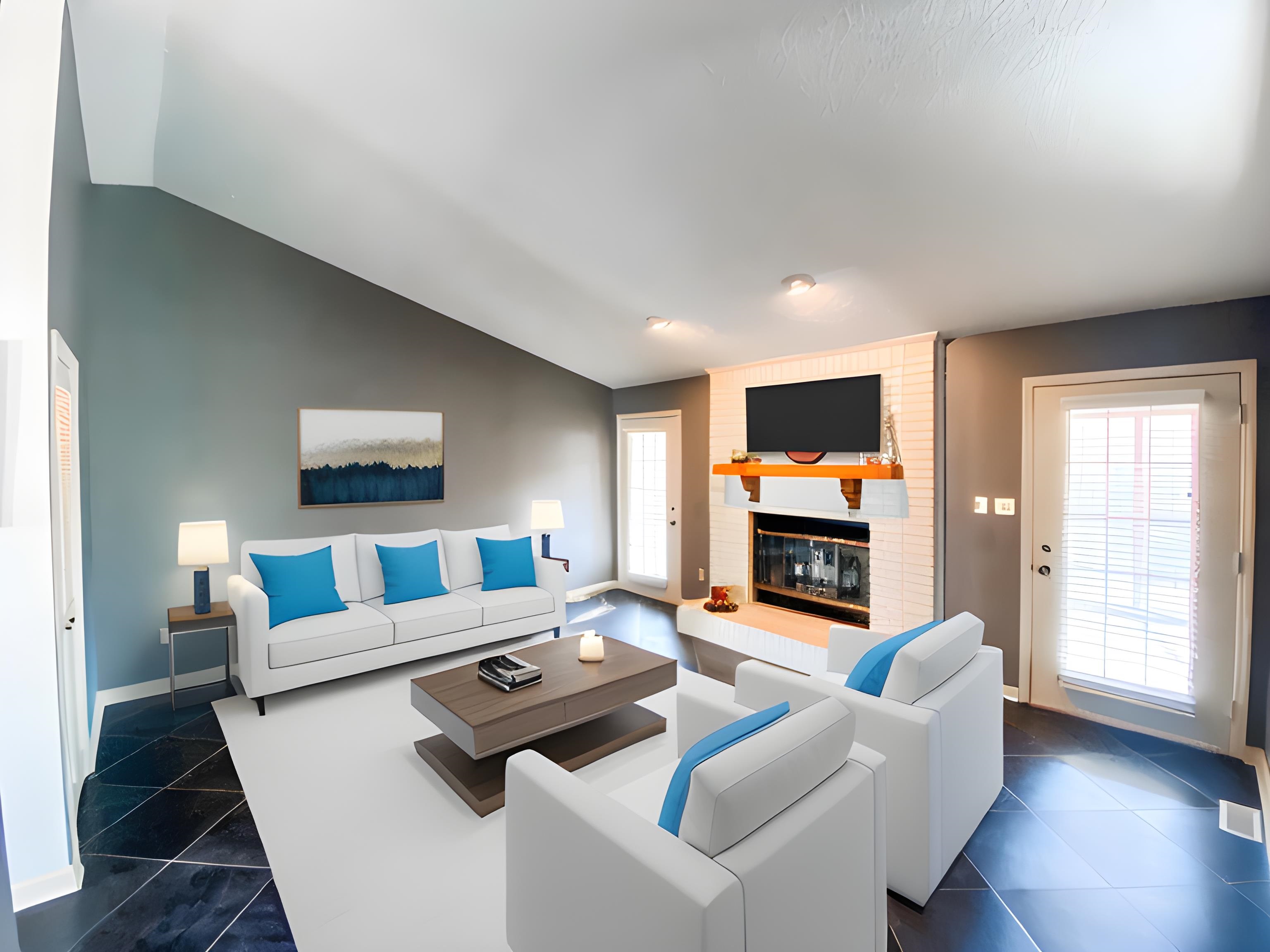 Heading straight ahead you'll enjoy your second living room equipped with fireplace & wet bar!