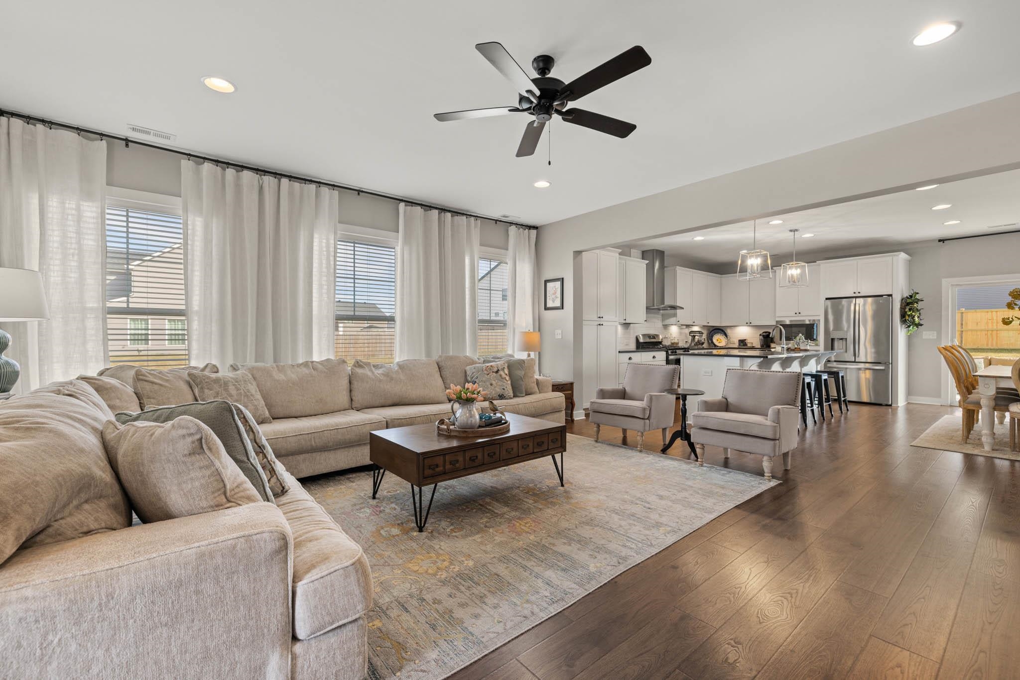 Spacious Open Concept Dining Room/Kitchen/Family Room.