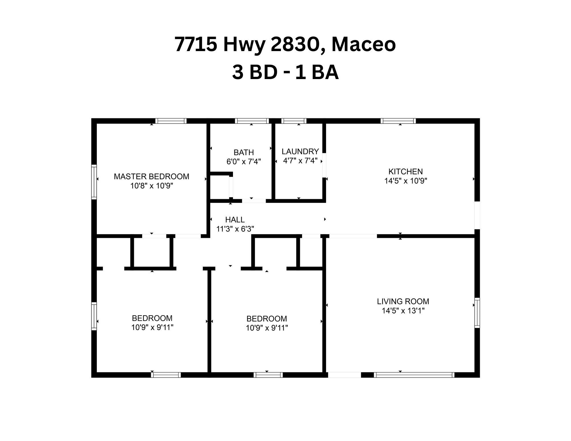 7715 State Route 2830, Maceo, Kentucky 42355, 3 Bedrooms Bedrooms, ,1 BathroomBathrooms,Single Family Residence,For Sale,State Route 2830,89023