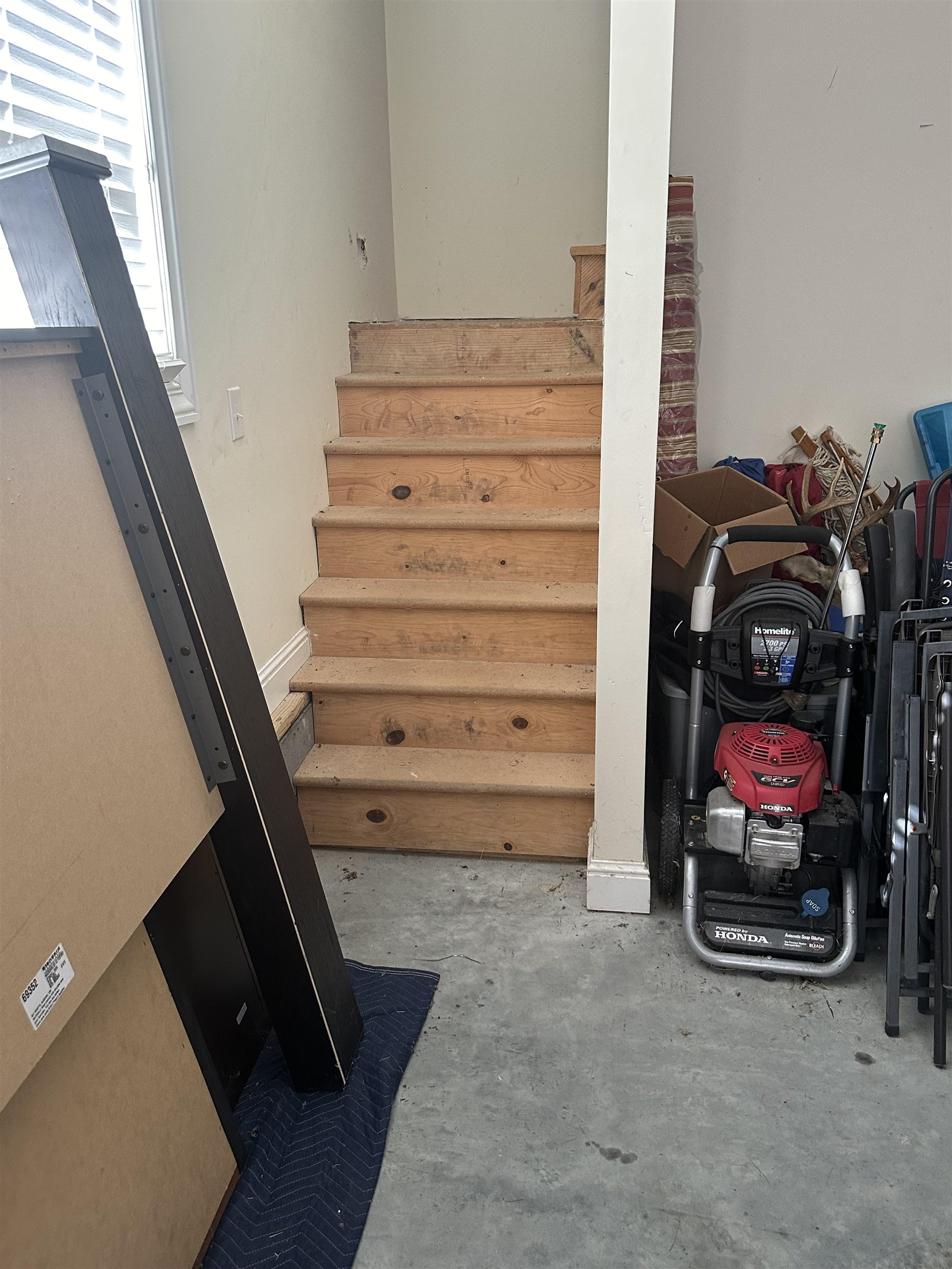 Permanent steps for floored area over garage.