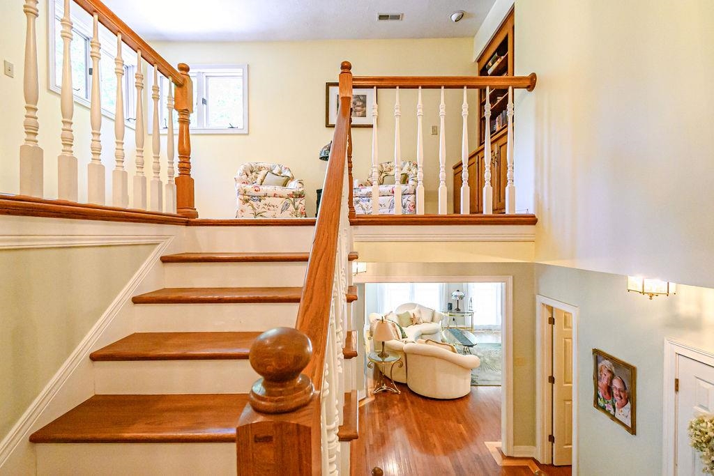 Stairs off main level to second floor