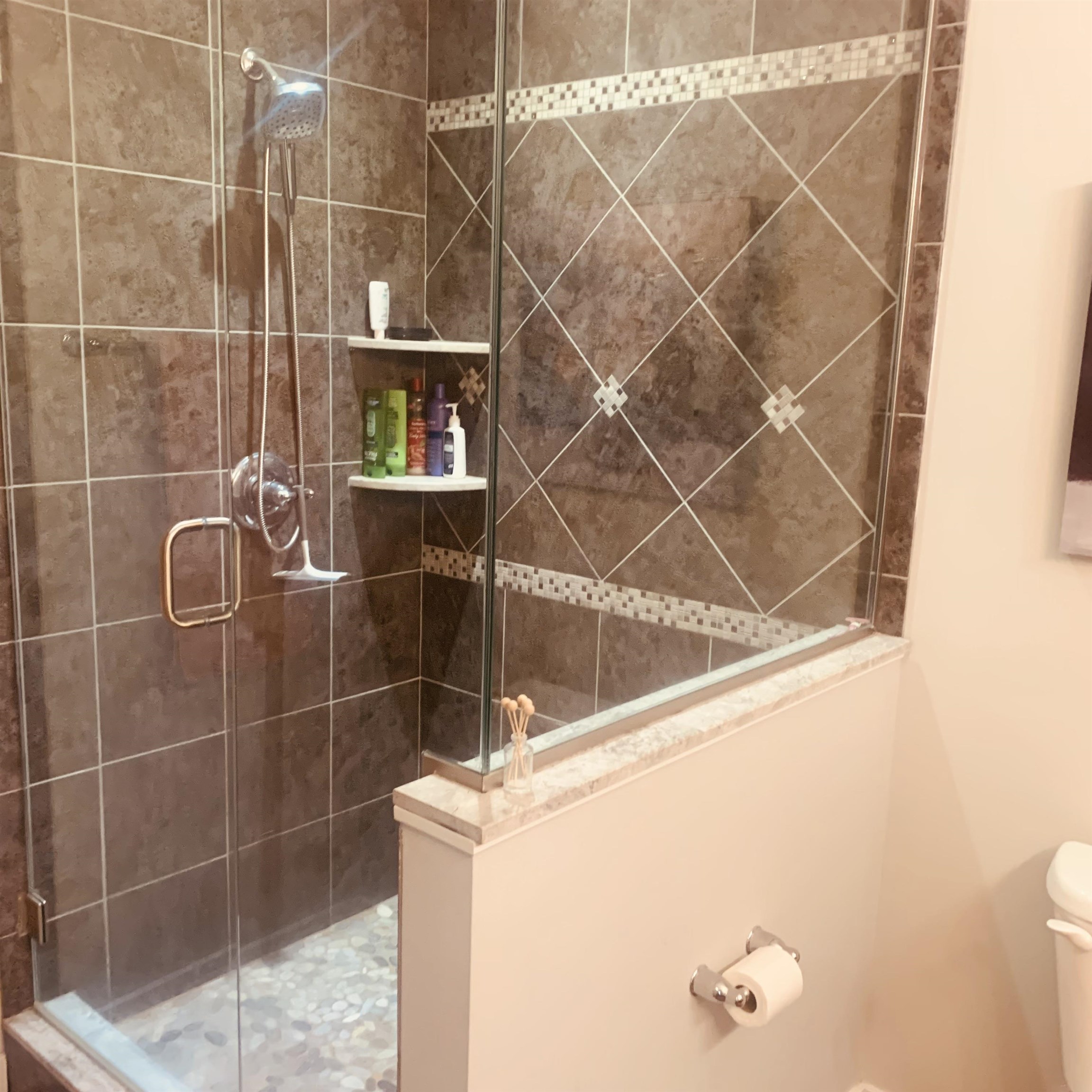 Walk-in shower as well as lots of storage