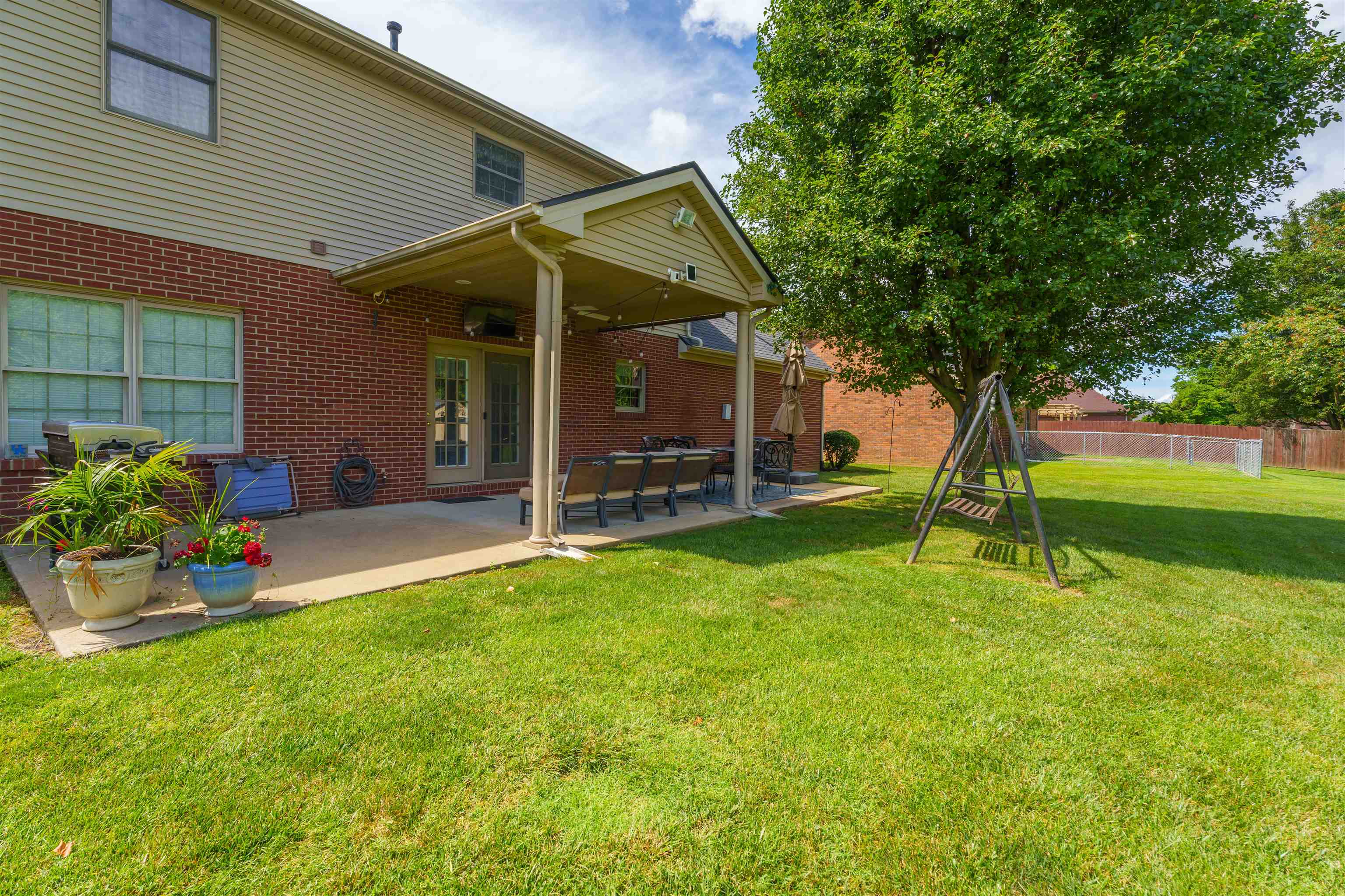 Covered back porch and patio