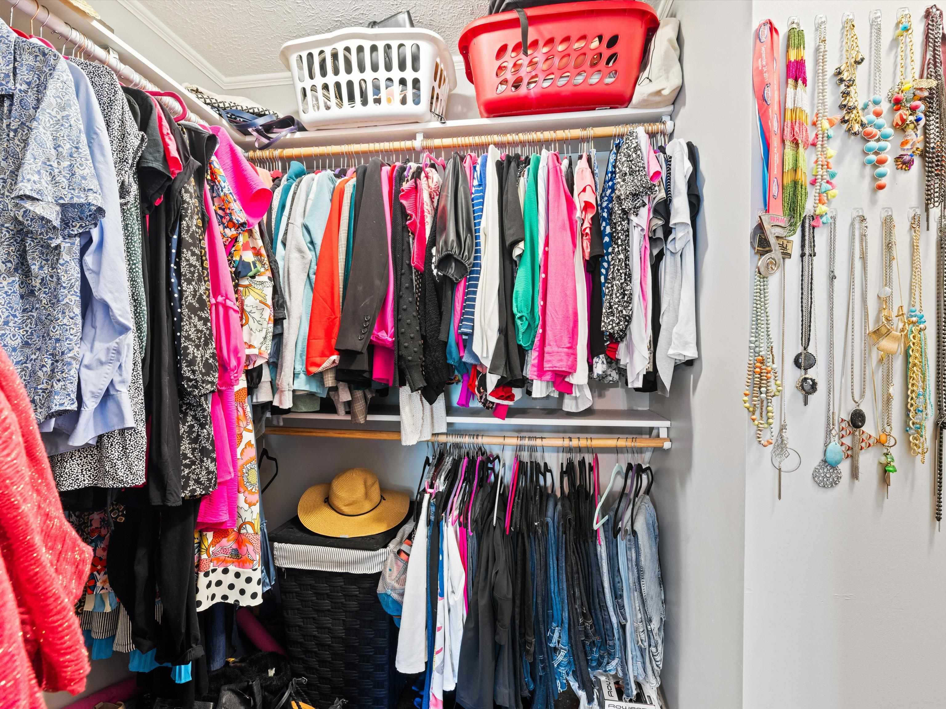 This photo doesn't capture the entire closet!  Lots of room.