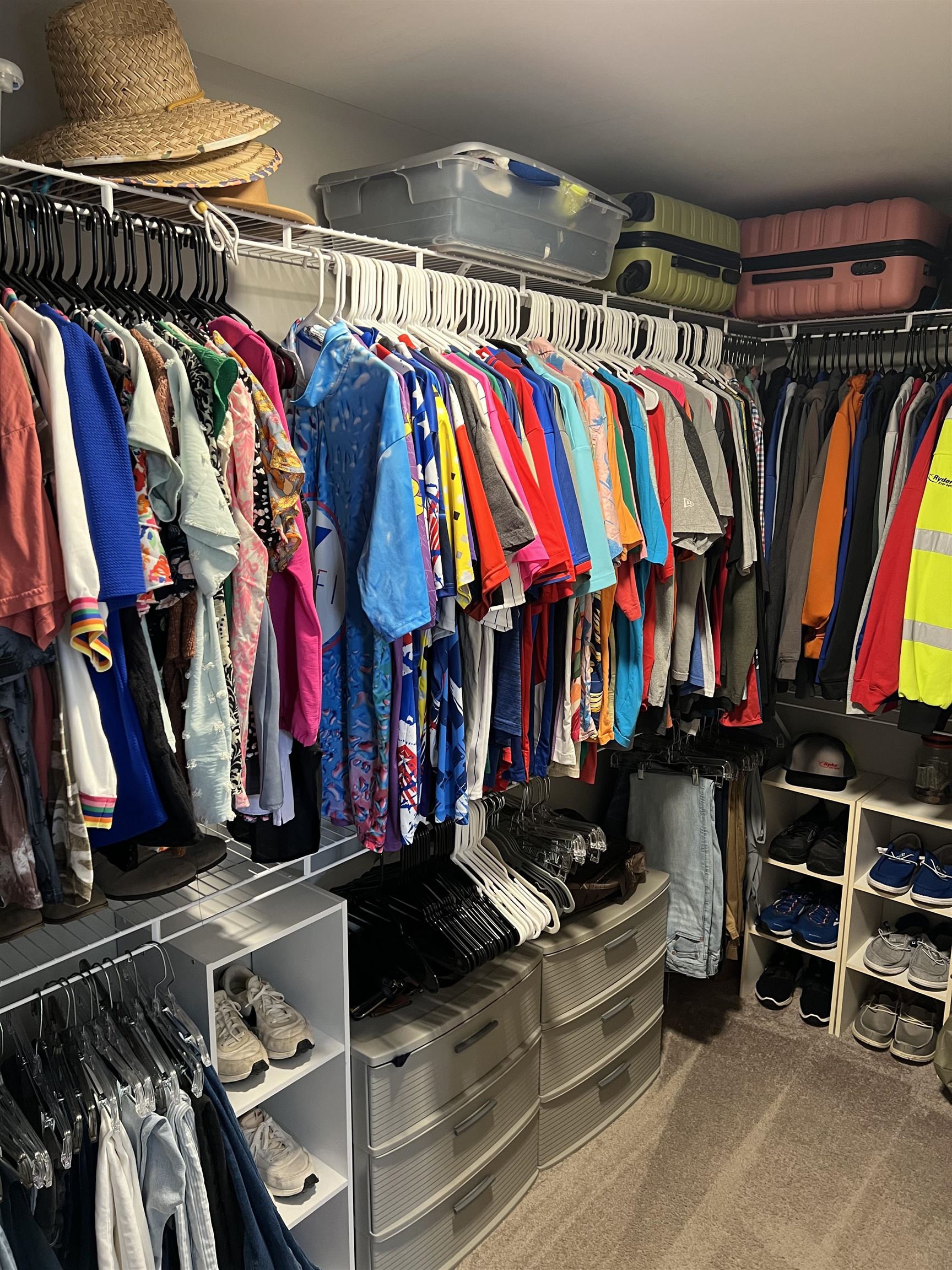 Large master closet located off the master bath