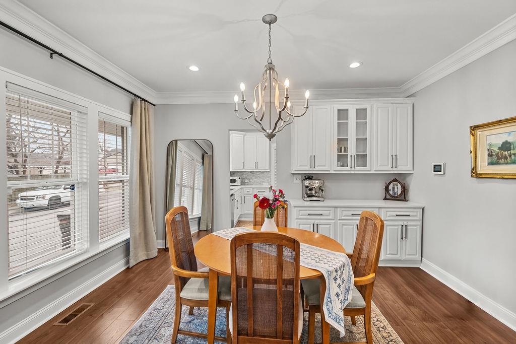 Love this spacious dining room with built-ins.