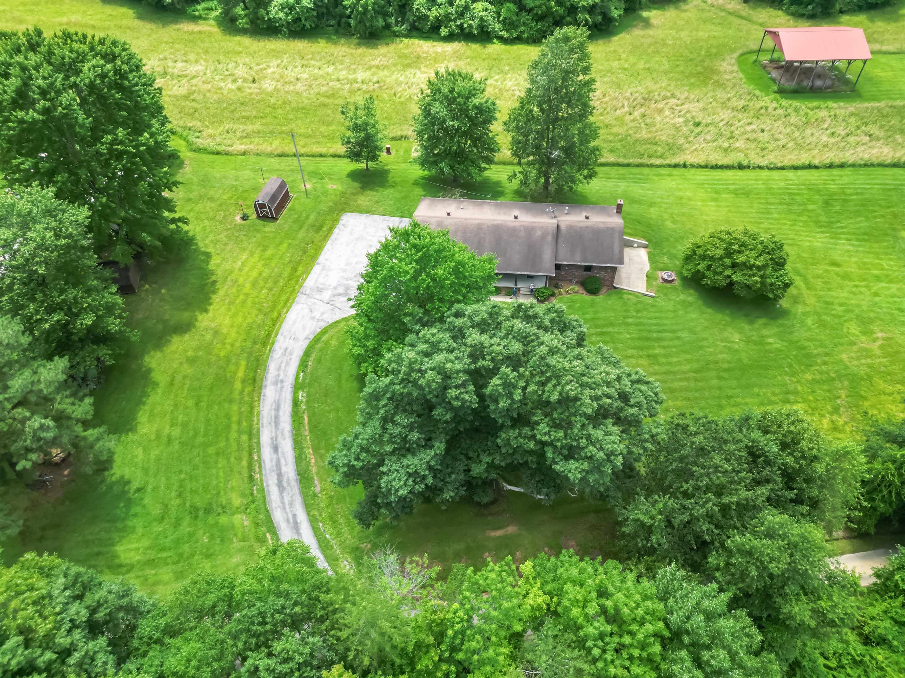 Overhead view from the front of the property.