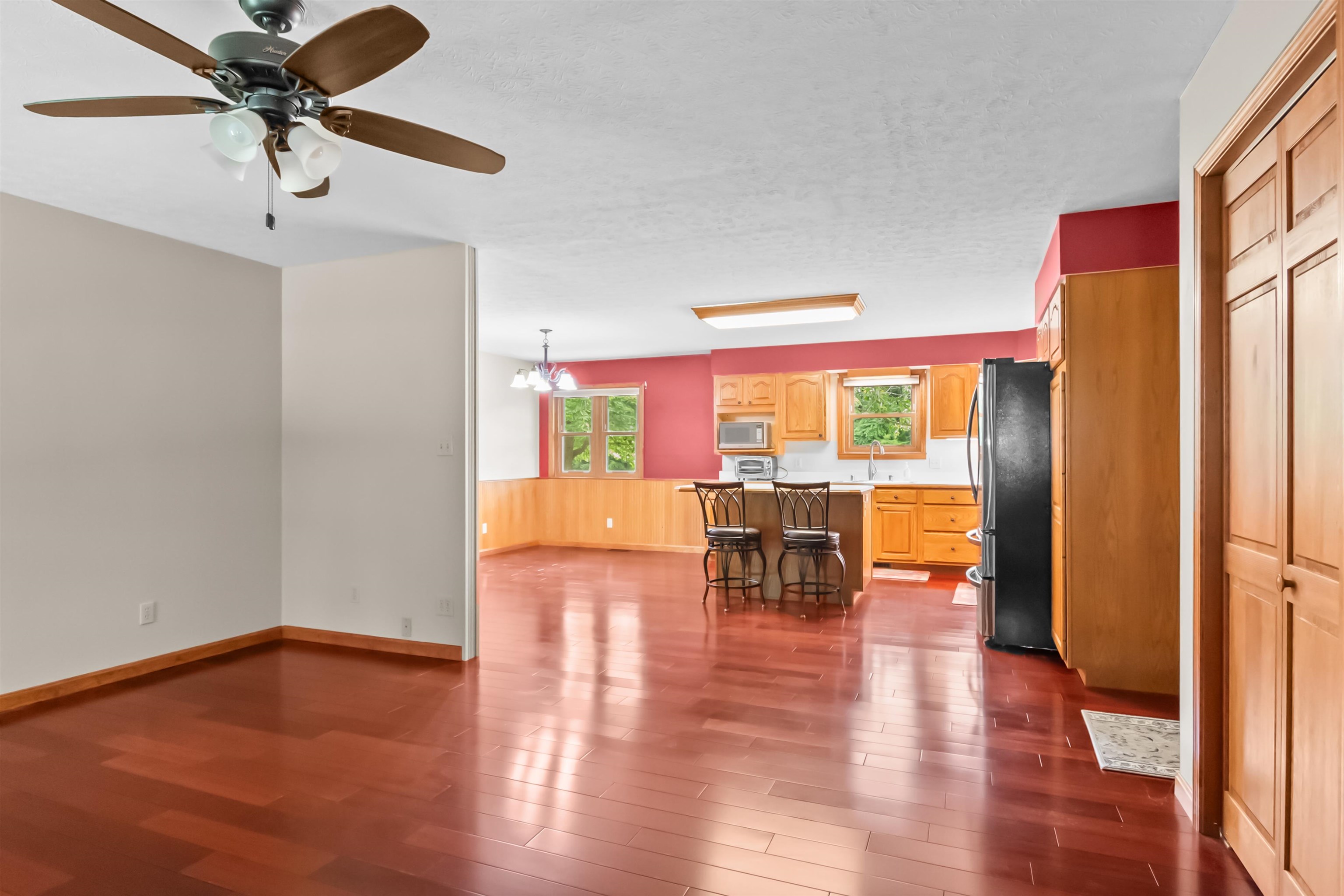 Open Living Room, Kitchen, Dining Area.