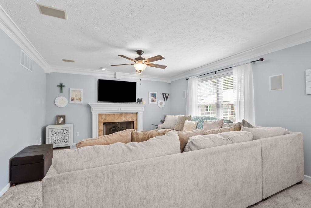 Cozy family room off the kitchen area