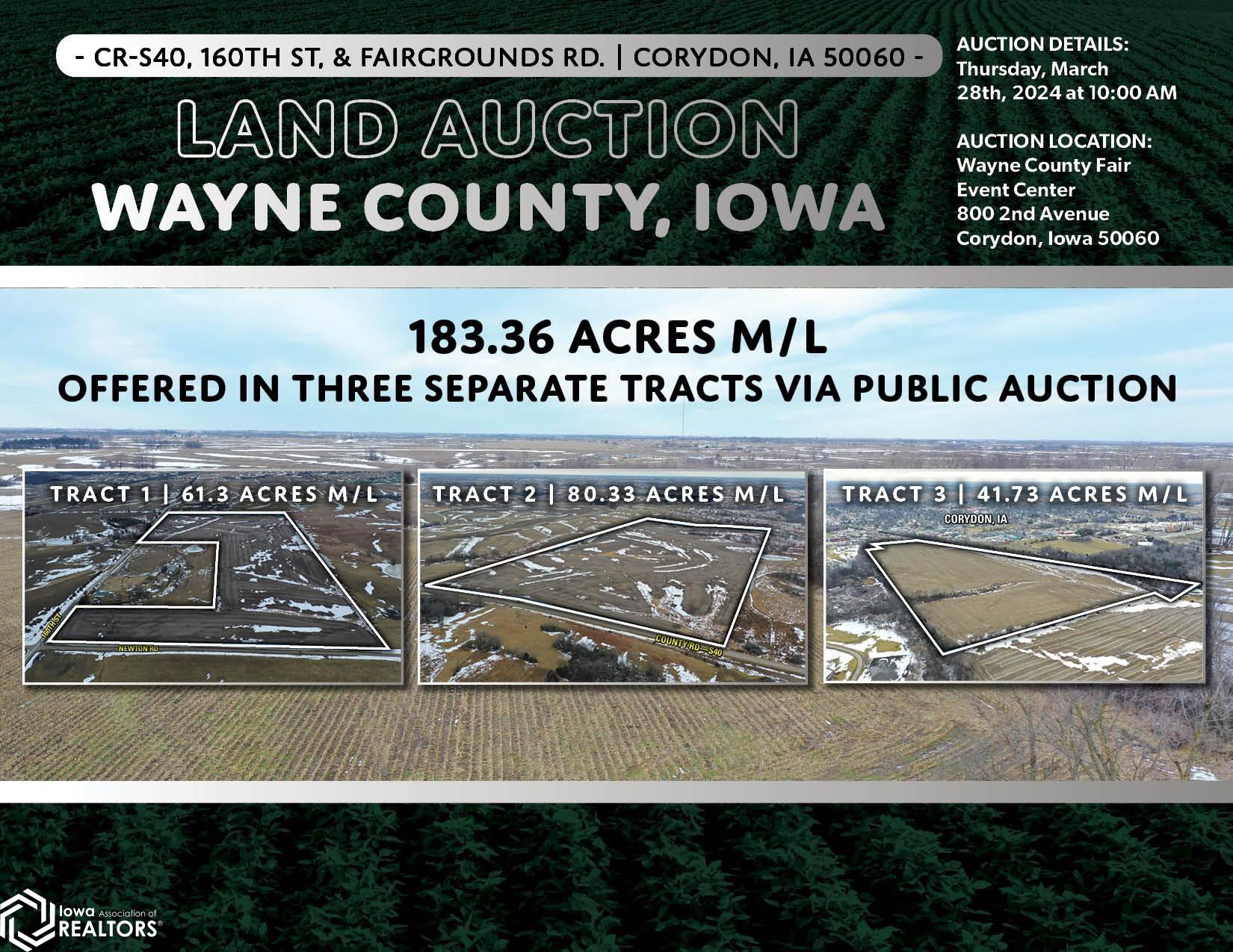County Road S40, Corydon, Iowa 50060, ,Farm,For Sale,County Road S40,6314709