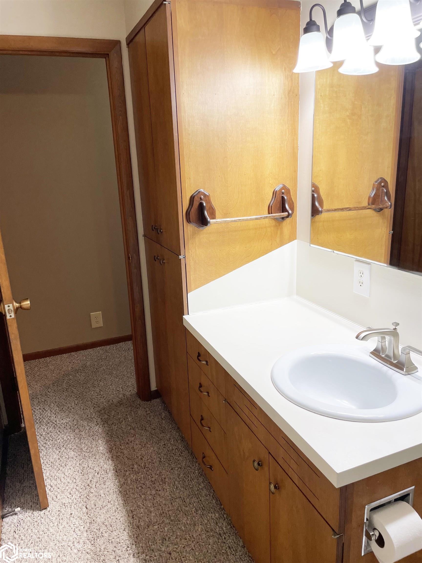 View of the main floor bath looking west.