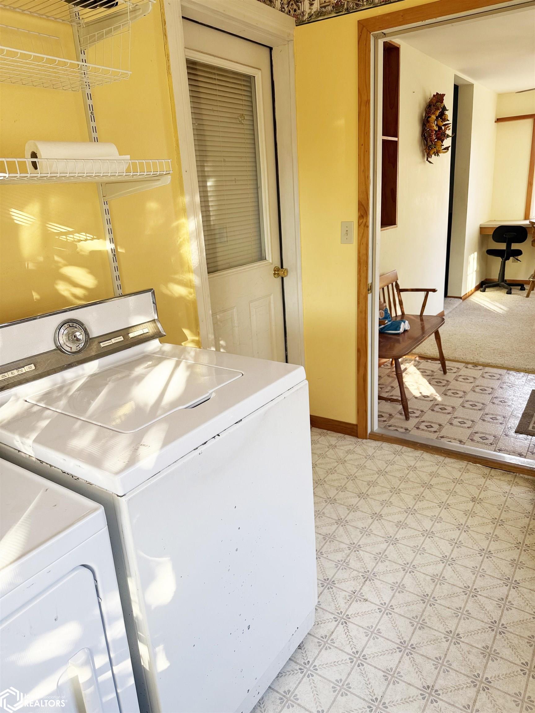 View of the laundry room looking E.