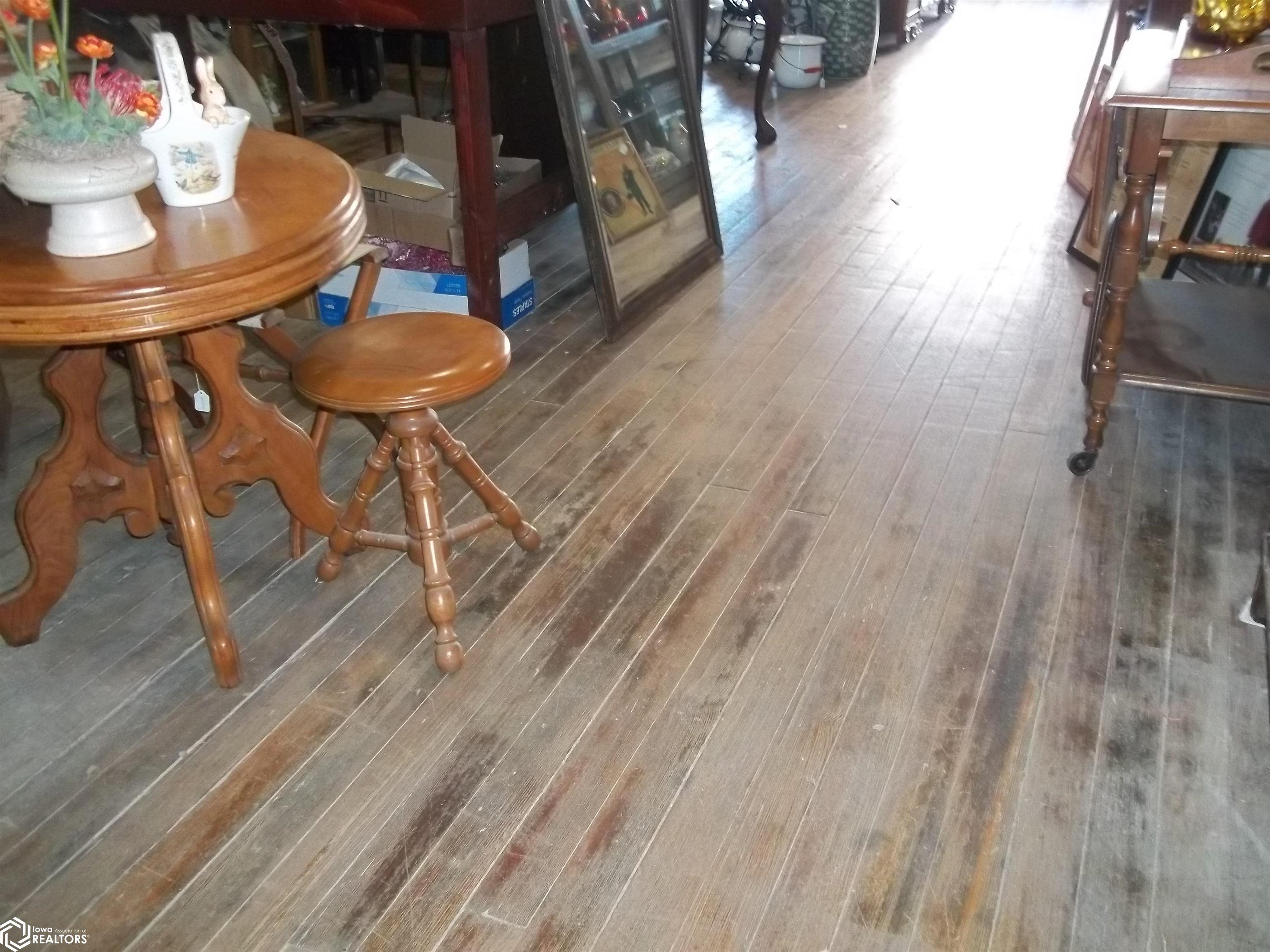 red pine floors throughout