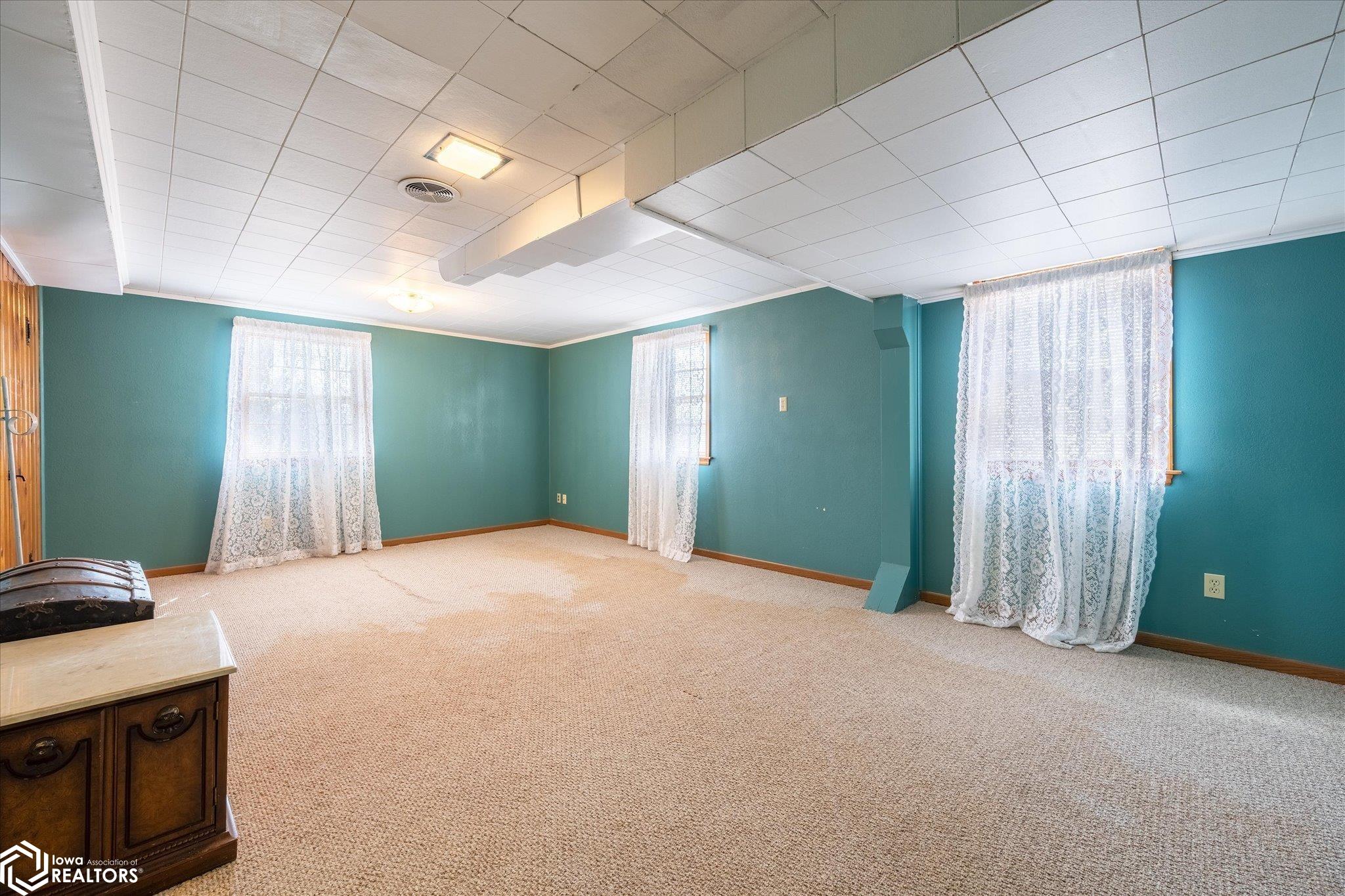 Looking South into the basement bedroom.