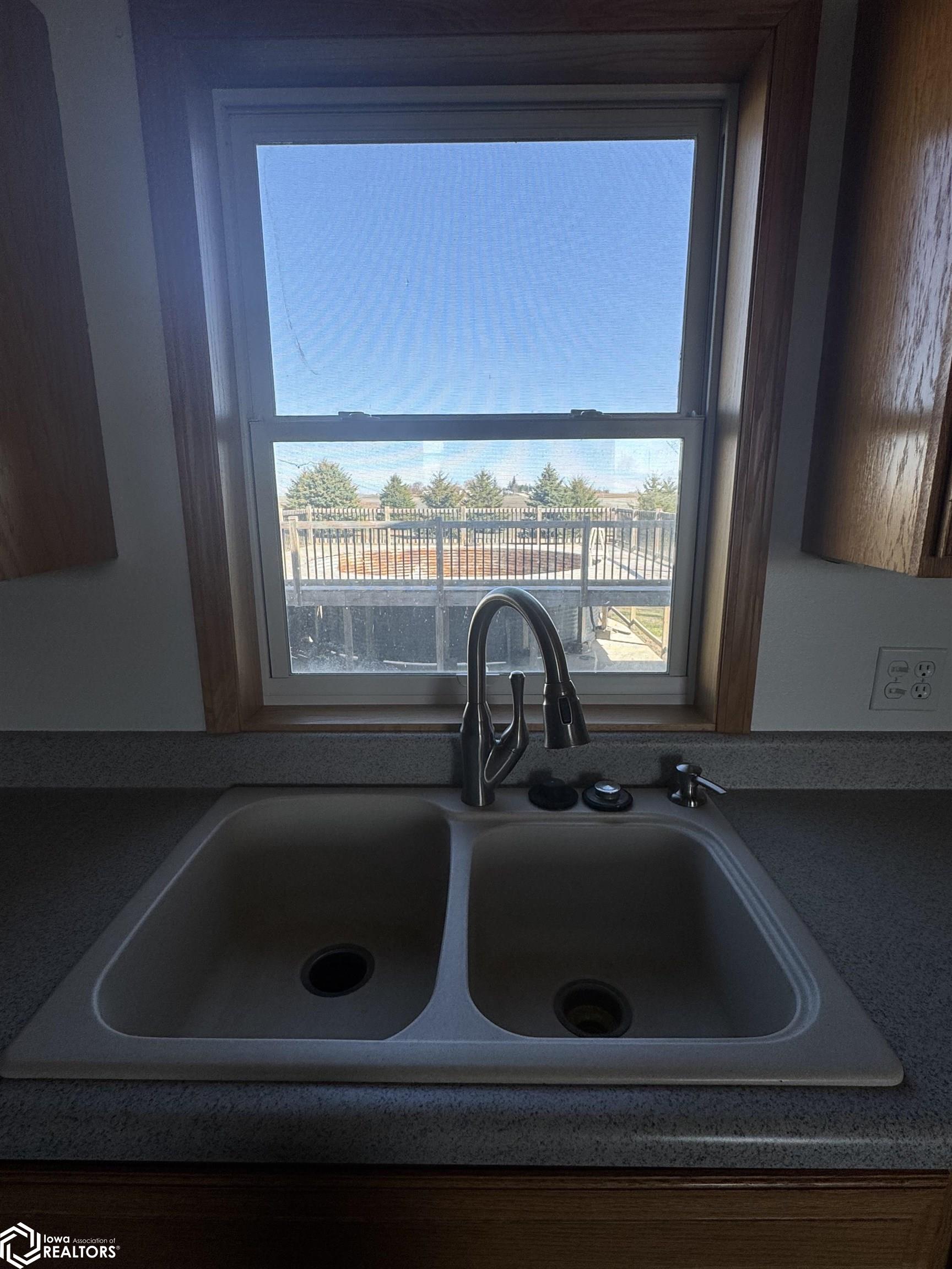 View of the pool from the kitchen window