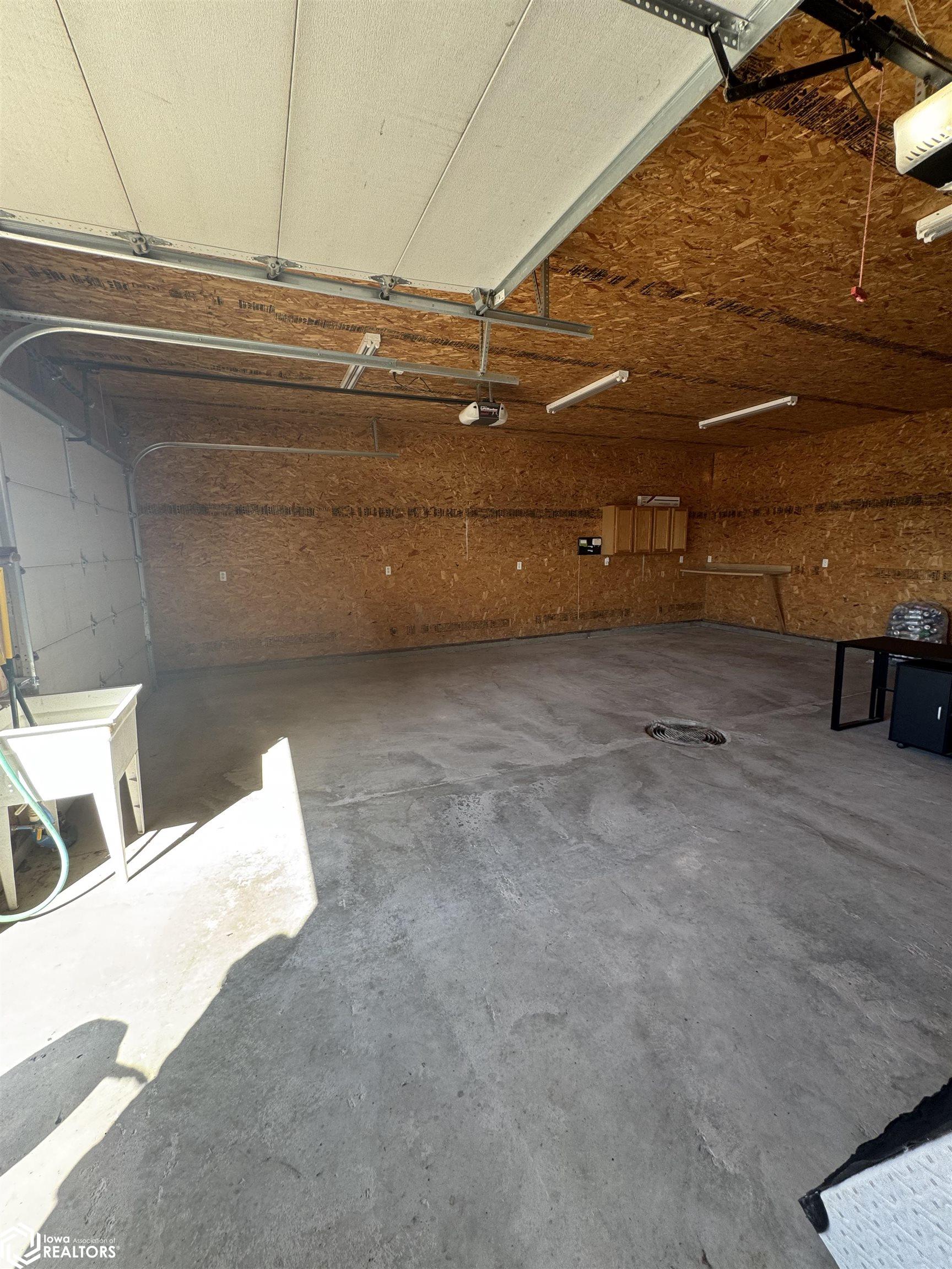 Oversized double garage with floor drain and in floor heat