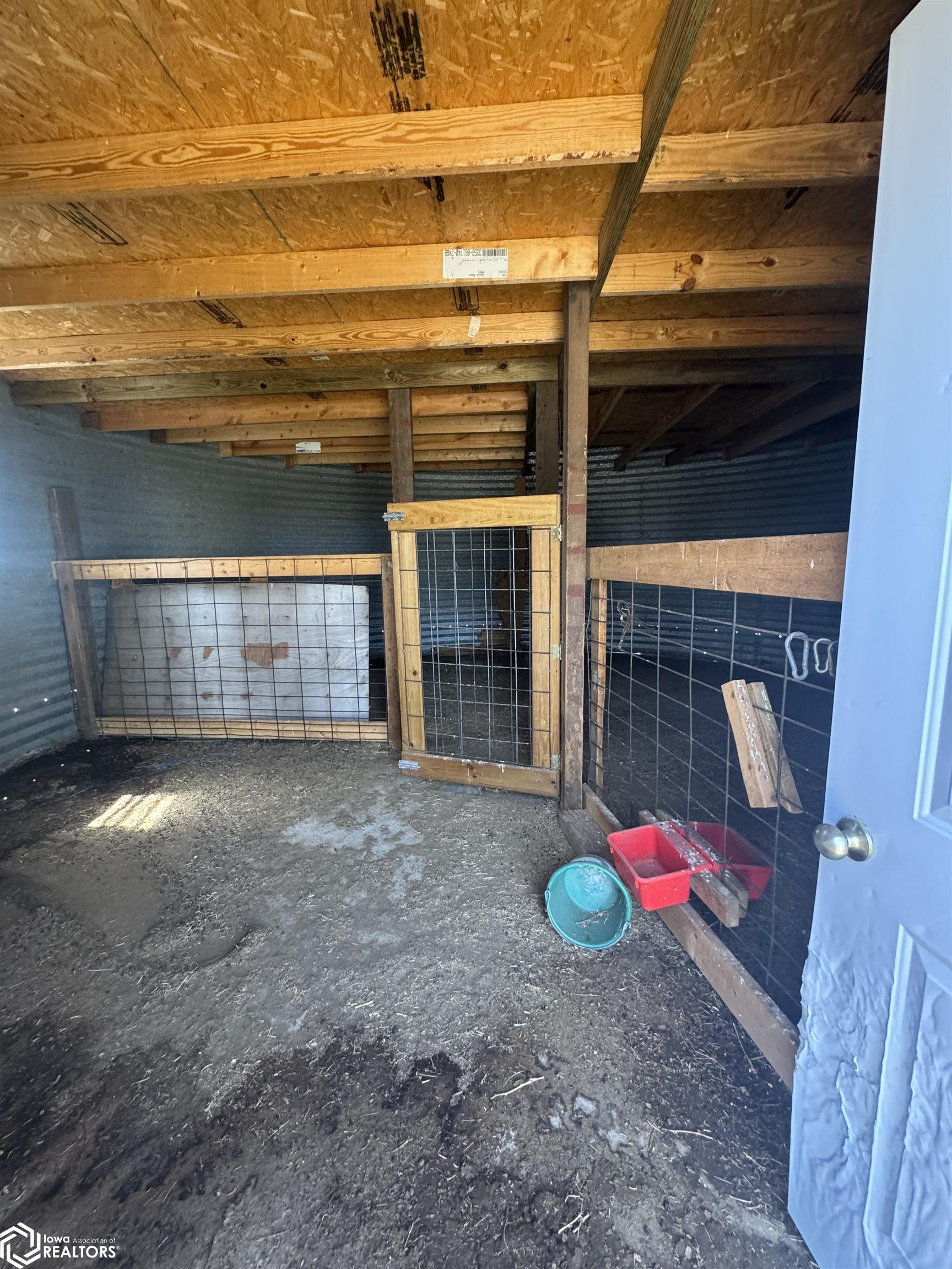 Grain bin converted to animal barn