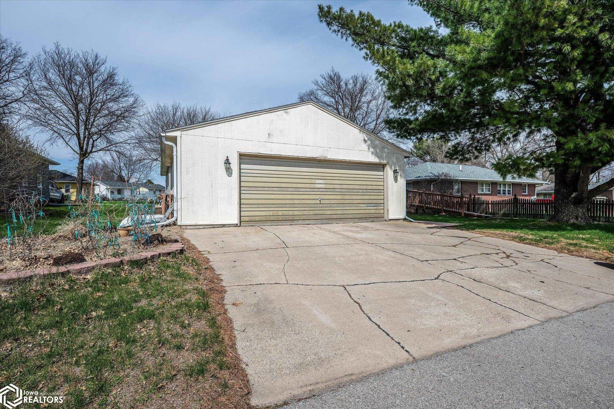 Looking North at the garage.