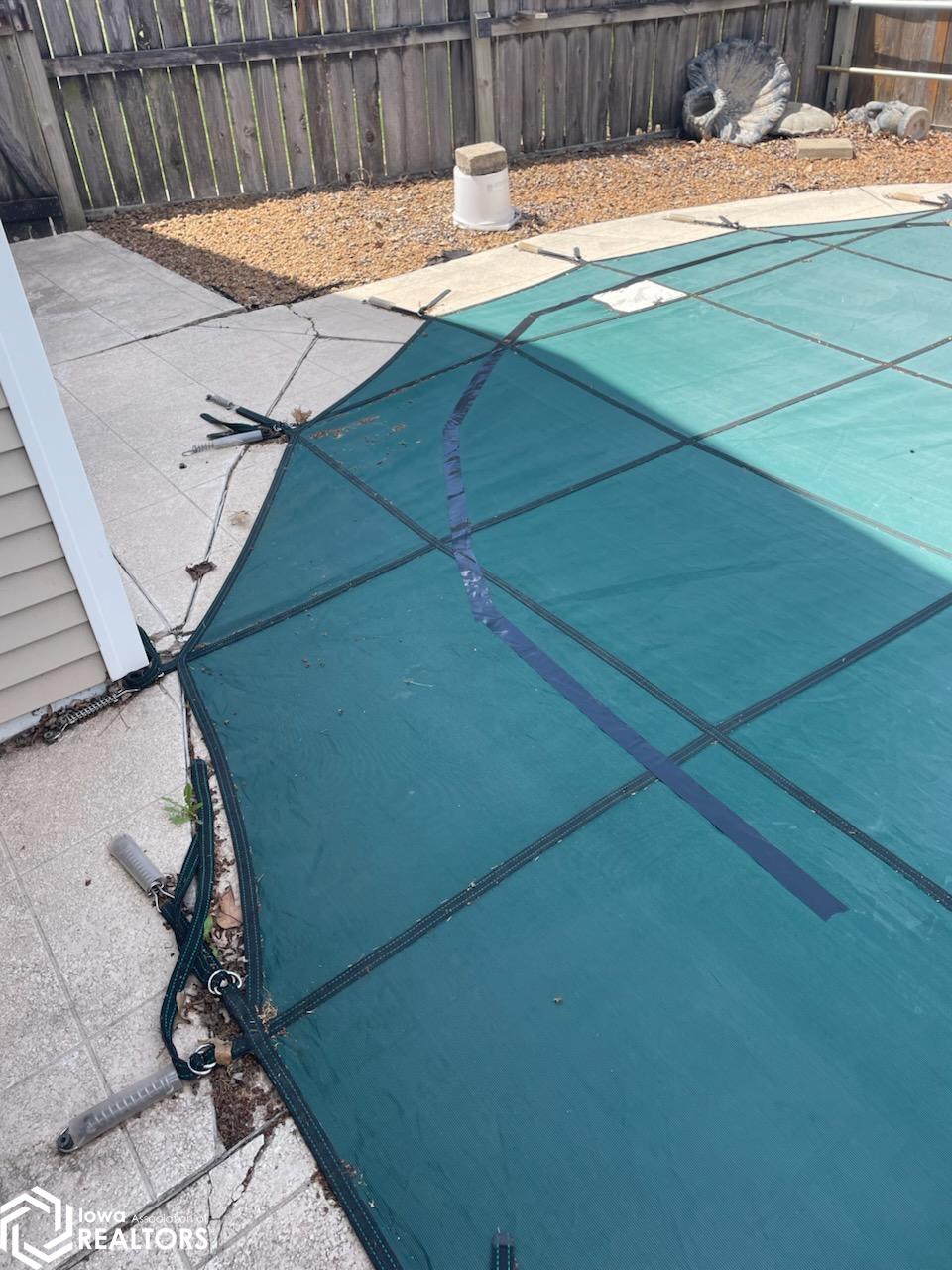 Blue line shows where the pool edge is under the cover