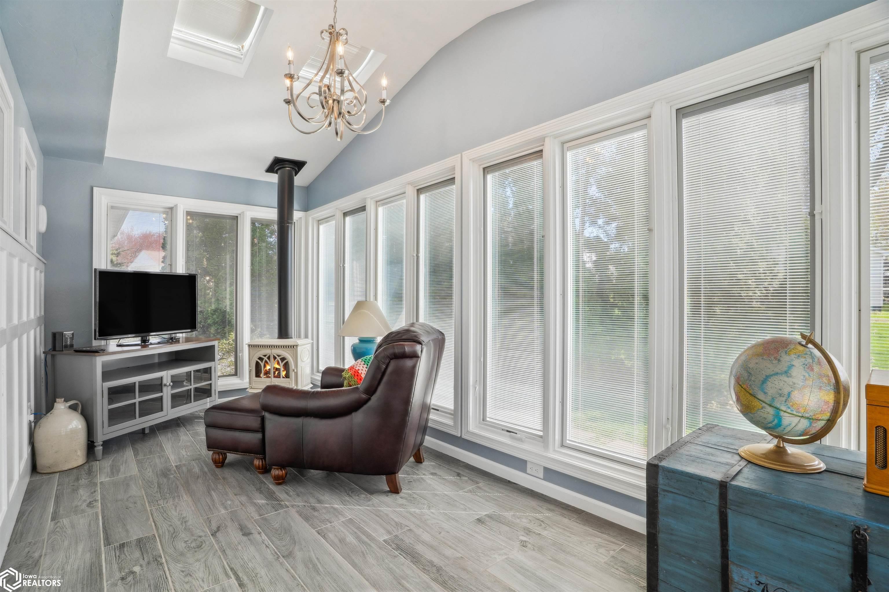 New Windows and Skylights, Gas Fireplace, Heated Tile Floors, Board and Batten Wall