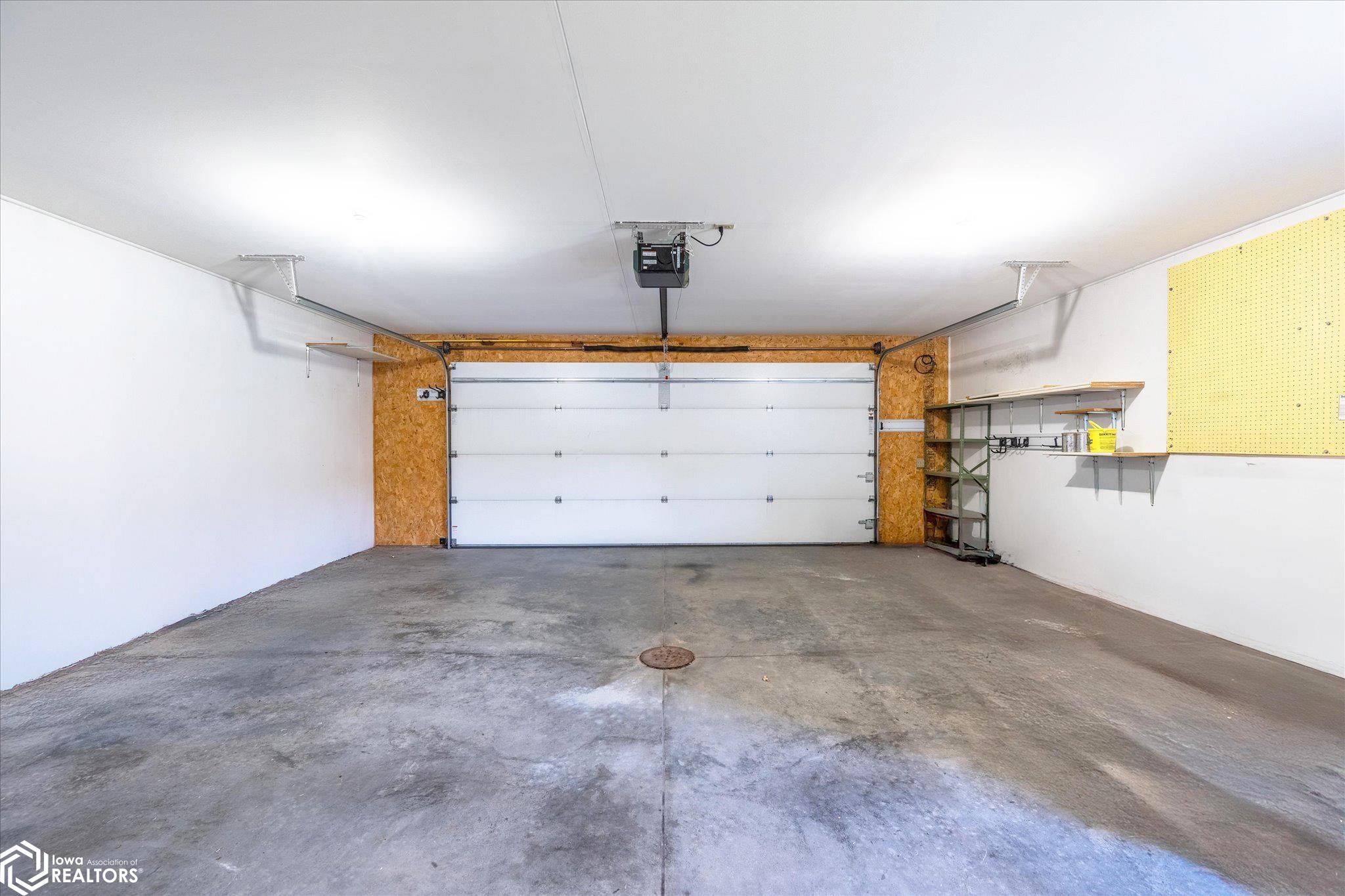 View of the inside of the spacious garage.