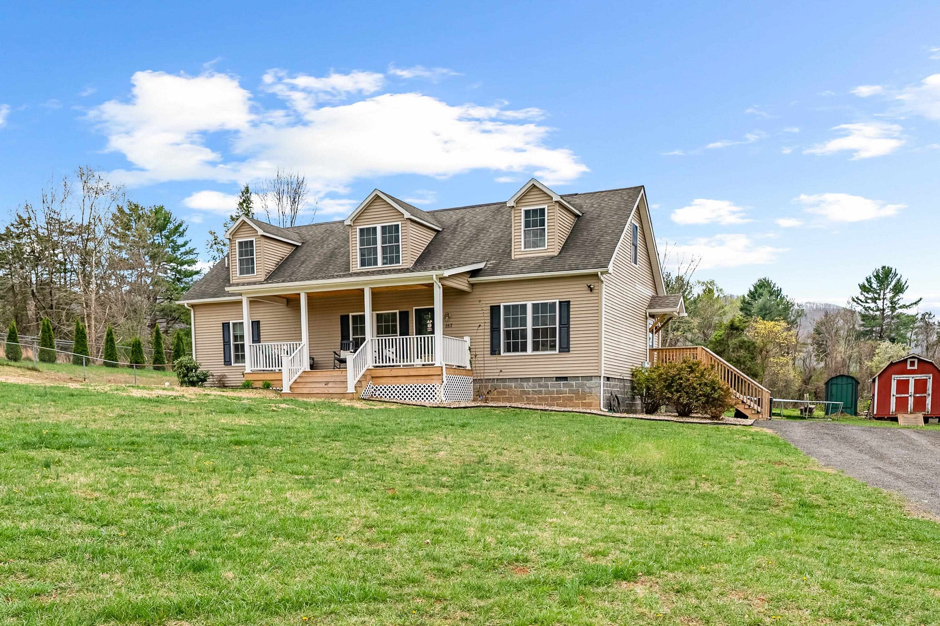Welcome to 157 Lonesome Dove Lane! This is a very modern 2013 home situated in rural Wythe County that is updated in so many areas. The new front porch is covered and perfect for early sunrise enjoyment. The side entrance and rear deck are also new. A whole house generator and added outside wood stove are part of the reasons you will not go cold in the winter. The home has a heat pump for the main level, and mini-split system on the upper floor. Along with the wonderful layout of the home, the land is open and great for enthusiast to use for animals or play. Inside you will find a modern, well laid-out floorplan for main level living and upper-level bonus rooms. A brand new well has just been installed on the property, and 2 outbuildings convey with the sale. This is a perfect place for a mini-farm, with the additional acreage. The drive is convenient to Hillsville, Dublin, Galax and both Interstates 81 and 77. Come see, you will be glad you did!
