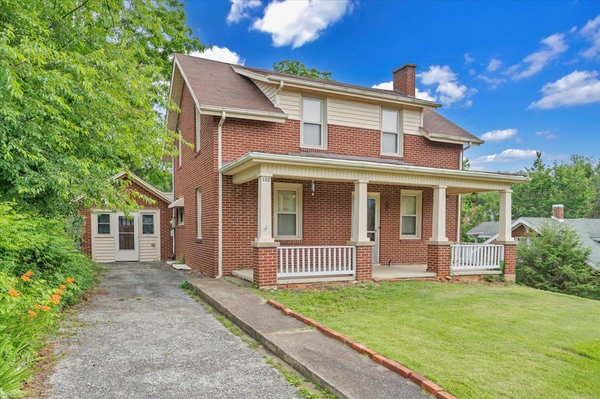 Welcome to this inviting 4-bedroom home offering comfort, style, and plenty of room to grow. Featuring beautiful hardwood floors throughout, this property combines warmth and character with functional living spaces. The main level includes a spacious primary bedroom for added convenience, along with a half bathroom and generous living and dining areas perfect for everyday living or entertaining. The kitchen flows naturally into the main living spaces. Upstairs, you'll find three additional bedrooms, ideal for family, guests, or a home office setup. The unfinished basement provides excellent storage potential and includes a convenient half bathroom—offering a great opportunity to customize the space to your needs. Outside, you'll have a nice private backyard with a storage shed and a spacious front porch!