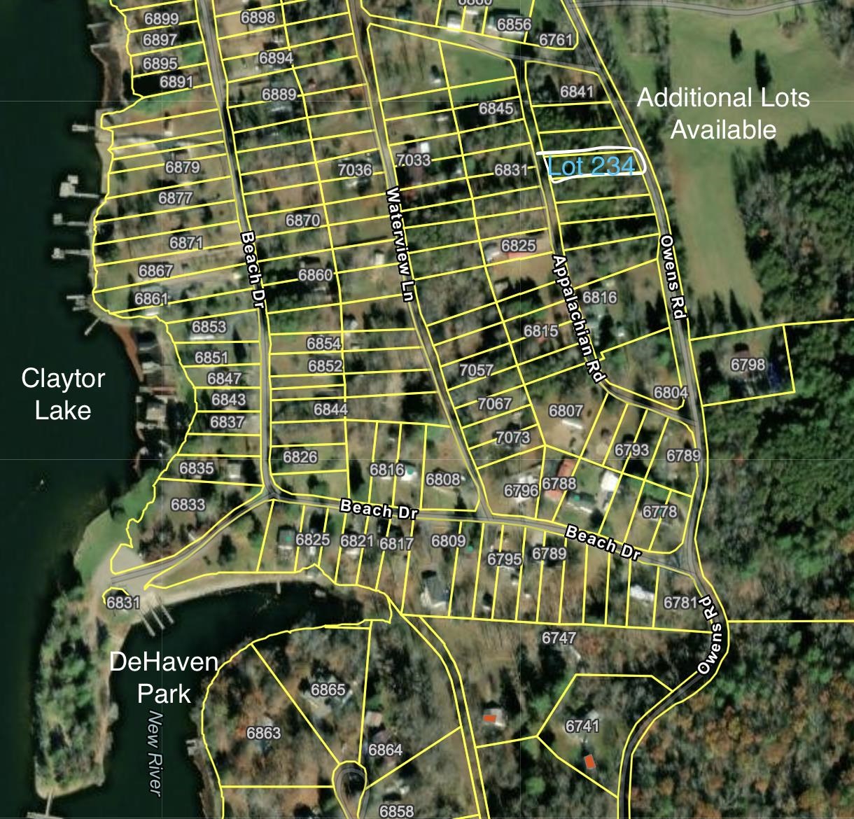 A rare opportunity in Claytor Lake Estates by Claytor Lake in Snowsville,VA! This is Lake Living at its best! This .22 acre Lot #234, is located off of Appalachian Rd and backs up to Owens Rd and is just waiting for a new owner to join this hidden gem of a community! Ask about Lots #230, #233, #235 (has a well) which are also available with different listings. Purchase multiple Lots to own a great space to build and have a ton of privacy! No SW, or DW allowed, but longterm RV permit allowed for 3yrs while building. Enjoy the amenities of DeHaven Park, a public friendly facility managed by the County of Pulaski. NO HOAs! You'll have easy access to the Boat Launch to set off for a day on the lake, or stay on land and go fishing off the Pier.  Appalachian Road is a bit overgrown. It just needs a little clearing and some gravel to have it functional road frontage again in front of these Lots. Don't miss out on this rare opportunity!