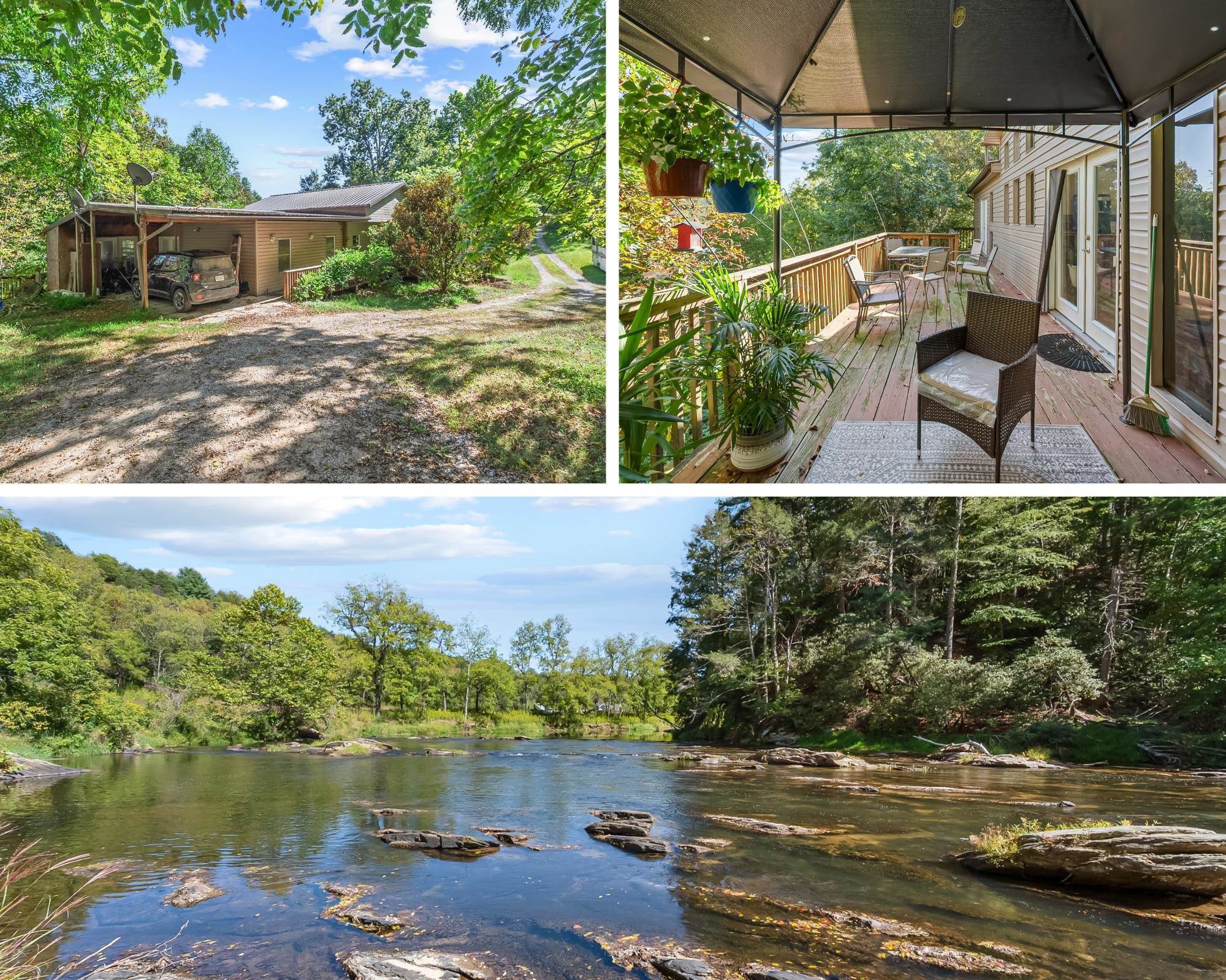 The riverfront property you’ve been waiting for! This 2-bedroom, 2-bathroom home on 8+ acres offers nearly 400 feet of frontage on the Little River. The vaulted great room is filled with light, and the owner’s suite features a roll-in shower for accessibility. Enjoy river views from the sunroom, deck, or gazebo. The two-story garage with kitchenette and half bath is ideal for a workshop, studio, or guest space. While the home could benefit from cosmetic updates, the setting and possibilities are unmatched—garden, fish, camp, or simply relax by the river. Additional potential homesites if you like to build. Bring your vision and make this property your own!
