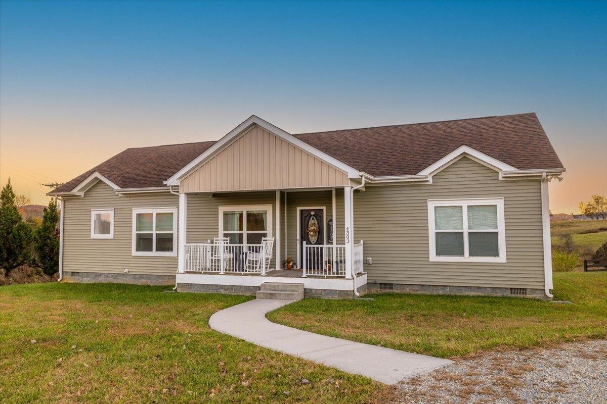 Main level living, anyone? This charming, beautifully maintained ranch is centrally located 15 mins to Christiansburg and to Radford. Enjoy watching the sunset over rolling pastures on the back deck, feeling nestled within a deep, large backyard on this .63 acre lot! The interior is freshly painted all throughout for an airy, bright palette. The 9' ceilings elevate the spatial experience, and wood floors and tall 42" kitchen cabinets bring warmth to the open living space, while the granite countertops throughout convey an updated, modern style. No complaining of cramped spaces in the large full bathrooms with double vanities! This home has a wonderful pantry/ laundry room that offers so much storage. The primary bedroom boasts a large, walk-in closet and large soaking tub and walk-in shower. This is an opportunity for country, pastoral living close to every convenience!